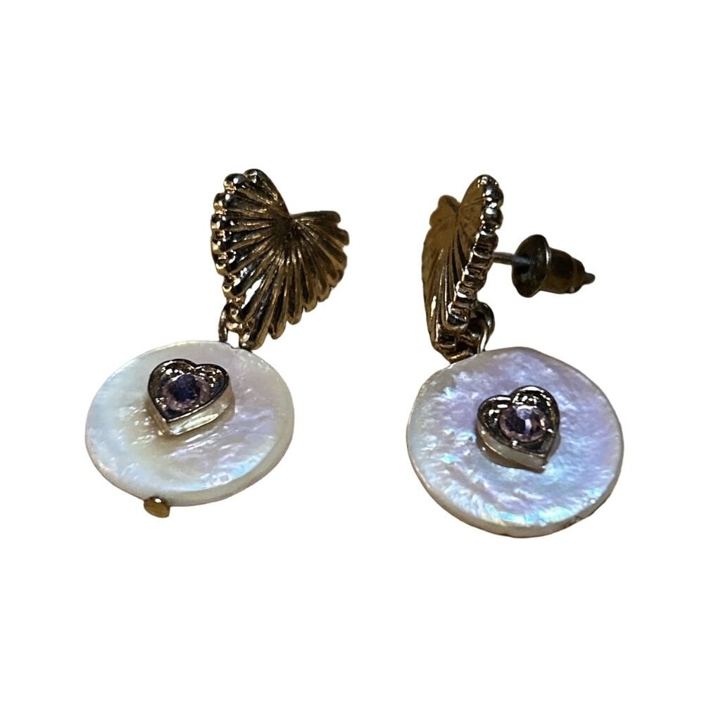 Women's Unbranded Earrings One Size Gold White Pearl Heart